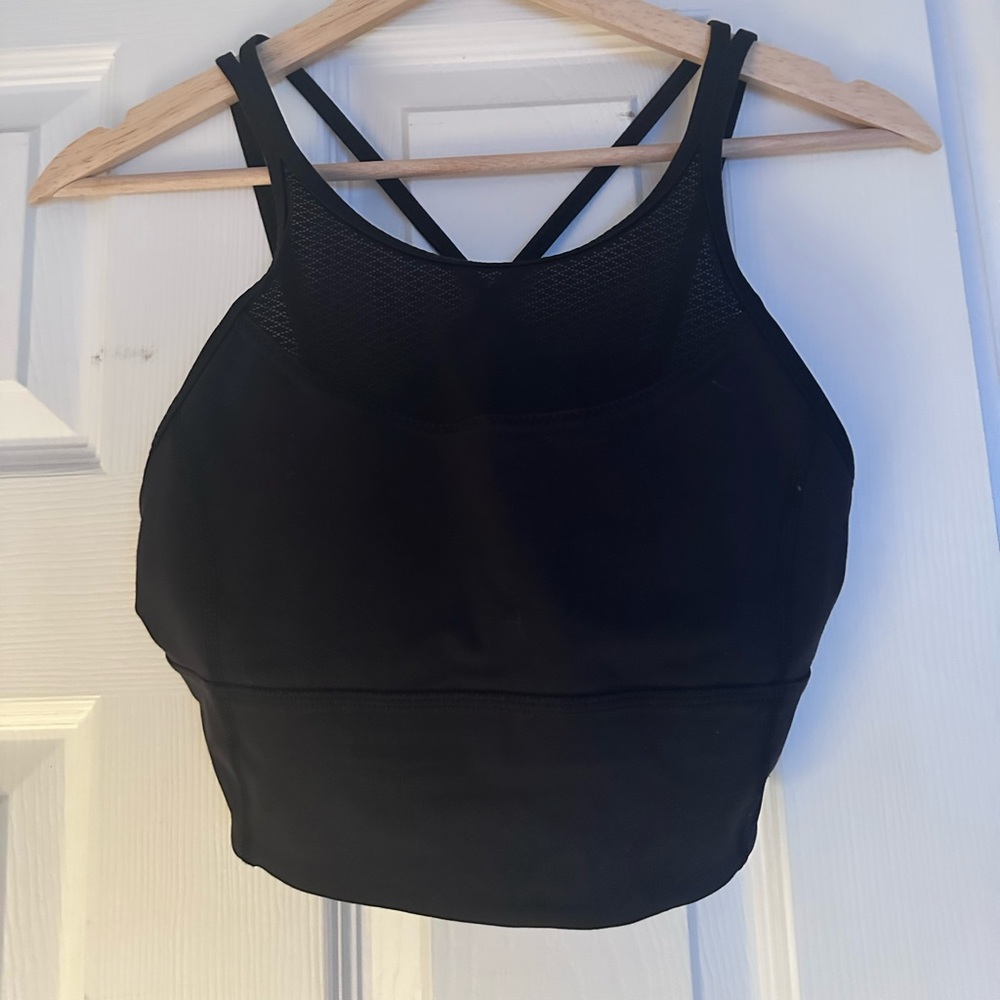 Black long sports bra lululemon size 8